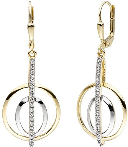 Jobo Damen-Ohrringe hängend aus 9 Karat 375 Gold Bicolor mit Zirkonia