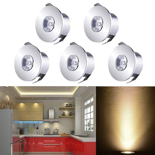 QYHOME Mini LED Einbaustrahler Set,5X 1W Warmweiß LED Deckeneinbaustrahler Schwenkbar COB Deckenspots Aluminium LED [Energieklasse A+++]