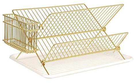 Present Time - Escurridor con bandeja Lena - Metal con cable, color dorado