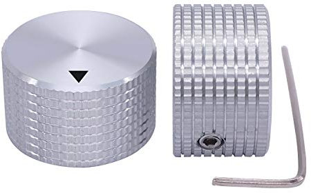 Taiss/2 Stücke Silberfarbenes Aluminium Potentiometer Drehknopf für Wellen mit 6 mm Durchmesser, Lautstärkeregler, Audioknopf, Gitarrenknopf, Schaltknopf, 25 mm Durchmesser x 15mm Höhe