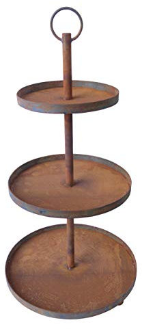Deko Schale Etagere zum Bepflanzen, Dekorieren Rost Gartendeko Edelrost rostige Dekoration 78cm