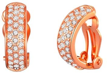 Philip Jones Rose Gold Plated Pave Clip On Earrings Created with Zircondia® Crystals