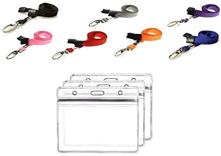 Waizmann.IDeaS® 1x Ausweis-Set Ausweisset Umhängeband ROSA Lanyard Schlüsselband + Ausweishülle Schutzhülle Vinyl Weichplastik Wasserdicht