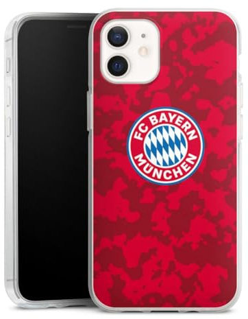 Silikon Hülle kompatibel mit Apple iPhone 12 Case transparent Handyhülle FC Bayern München Camouflage FCB