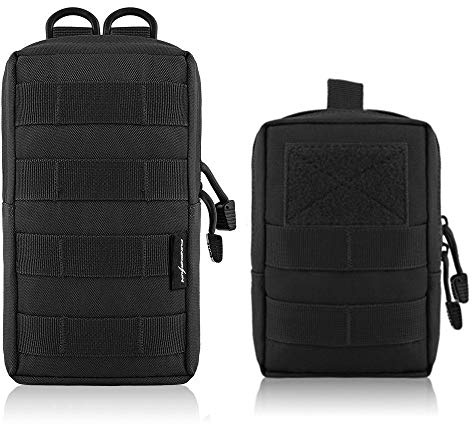 Molle Pouch, 2er-Pack Kompakte Taktische Hüfttasche, Kleine Wasserfeste Utility Gürteltasche Beutel für Camping Wandern Jagd