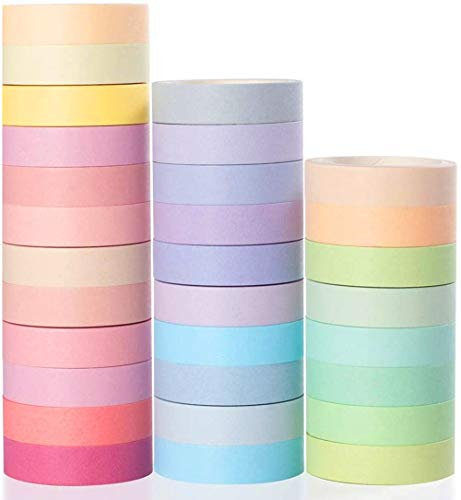 YUBX Ruban Adhésif Décoratif, 30 Rouleaux Masking Tape Pastel 10mm de Large, Japonais en Washi, Pour Journal et Artisanat (Macaron)