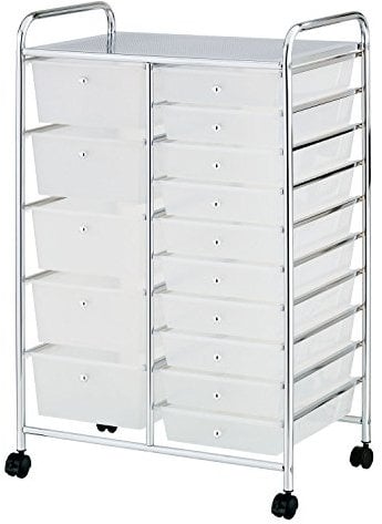 Taylor & Brown 15 Drawer Mobile Rolling Storage Trolley Unit Organiser On Wheels For Salon, Beauty Make Up, Hairdressing, Beauty & Home Office Stationary (White)