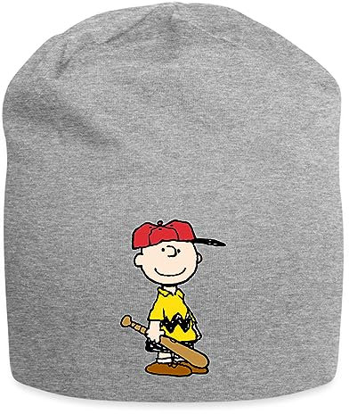 Spreadshirt Peanuts Charlie Brown Baseball Sport Jersey-Beanie, One Size, Grau meliert