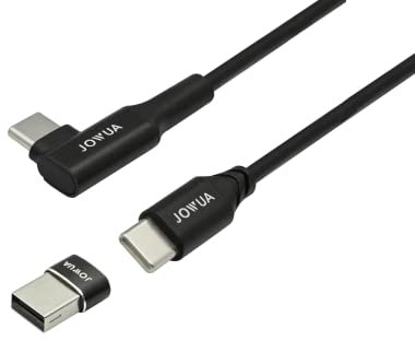 Jowua USB-C to USB-C Cable with USB-C Female to USB-A Male Adapter, 1.75m (5ft)., Suitable for Back seat USB Port on The Tesla Model 3/ Model Y