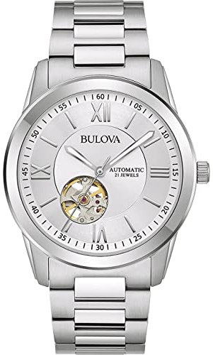 Bulova Herren Analog Automatik Uhr mit Edelstahl Armband 96A280