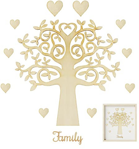 TSKDKIT Arbre en bois decoration murale personnalisé Arbre généalogique en Bois décor cadeau pour noël fête des mères