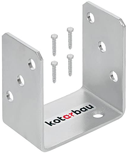 KOTARBAU® U-Pfostenträger zum Aufschrauben 90 mm Feuerverzinkt Silber Die perfekte Lösung für die Verbindung verschiedener Elemente