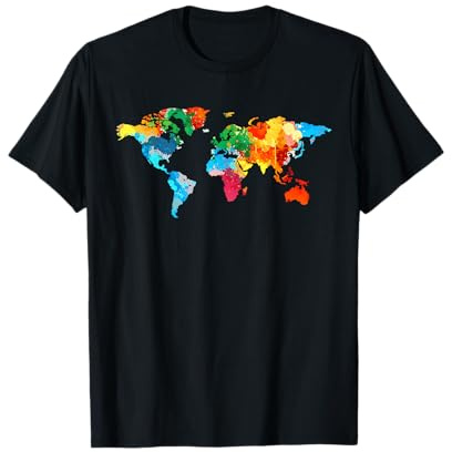 Globus Weltreise Reisen Landkarte Buntes Weltkarte T-Shirt
