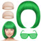 AOMIG Bob Perücke Damen, Kurze Perücke mit Pony, Synthetische Neon Perücke Frauen Bob Wig mit Neonbrille und haarnetz für Halloween Cosplay Party Karneval Fasching (Grün)