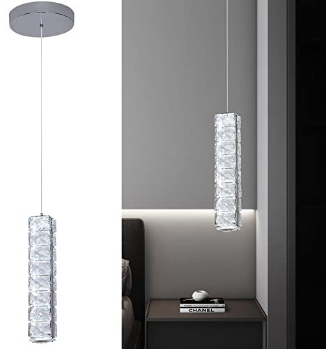 Vinilky Cristal Lámpara Colgante, 3 Color LED Lámpara Colgante Altura Regulable Moderno led Luz para Isla de Cocina, Comedor, Sala de Estar, Dormitorio (en mando a distancia)