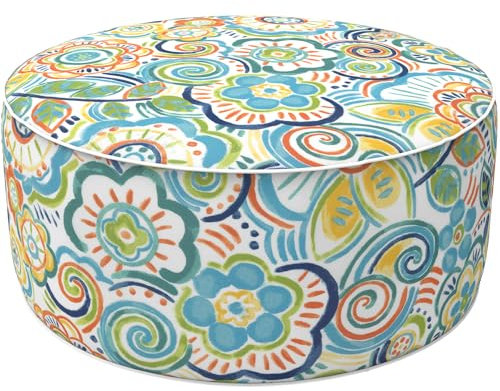 LVTXIII Aufblasbarer Sitzhocker Rund für den Innen- und Außenbereich, Allwetter, Terrassenfußstütze, tragbar, für Terrasse, Garten, Camping oder Zuhause, 53 x 22 cm, Blumenblau