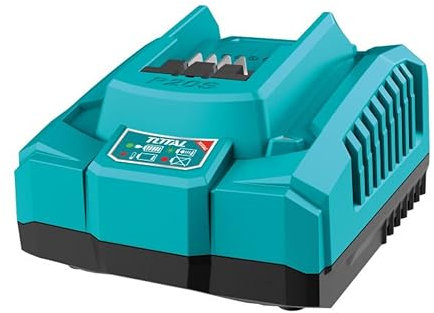 TOTAL - Caricabatteria Rapido 20 V, Caricabatterie per Strumenti Elettrici Portatili, Velocità di Ricarica: Batterie da 2 Ah in 1/2 h, Compatibile con Utensili Elettrici P20S