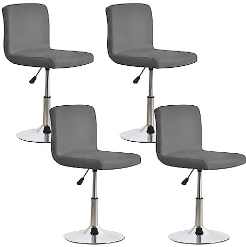 Minicloss Bar Stool Slipcovers with Backrest Cover,Stretch Chair Cover,Stretch Removable Covers for Short Swivel Chair Dining Chair Bar Stool with Backrest (No Chairs) (dunkelgrau, 4pcs)