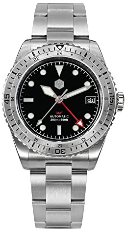 San Martin SN0112G NH34 GMT Herren-Taucheruhr, bidirektionale Lünette, Business-Automatik, mechanischer Saphir, wasserdichte Armbanduhr, V 2