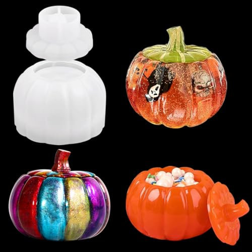 Zayookey Zucca Stampi in Resina per Scatola di Immagazzinaggio, Scatola di Gioielli Stampo in Silicone Box Resin Mold per Epossidica Fai da Te Contenitore di Gioielli Caramelle