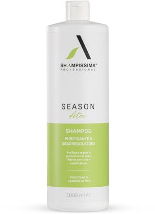 Shampissima Professional, Shampoo per Capelli Grassi | Seboregolatore & Purificante con Carbone Attivo ed Estratti Botanici per Capelli Leggeri e Voluminosi, 1000 ml