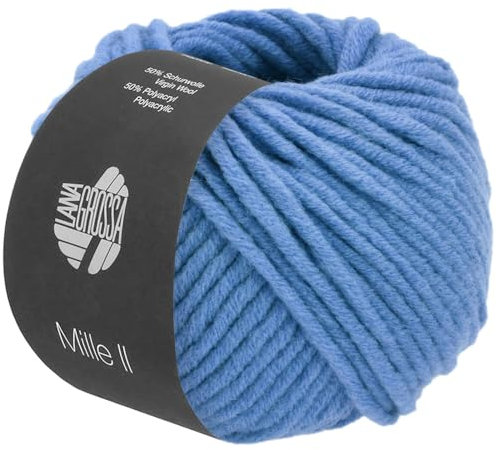 LANA GROSSA Mille II | Strapazierfähiges Mischgarn mit Merinowolle, waschmaschinenfest | Handstrickgarn aus 50% Schurwolle & 50% Acryl | 50g Wolle zum Stricken & Häkeln | 55m Garn FB160