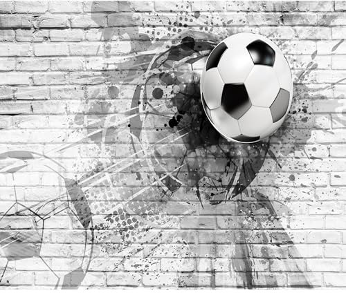 decomonkey - Papier Peint Panoramique Adhésif Hobby 441x315 cm - Stickers Muraux Salon Chambre Déco XXL Autocollant Panoramique - Gris marron - Brique football sport texture fond adolescent