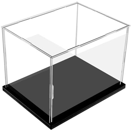 IDAFSA Transparente Acryl-Vitrine, montierbarer Würfelständer mit schwarzem Sockel, staubdichter Schutz, Vitrine für Sammlerstücke, Erinnerungsstücke, Figuren (30 x 30 x 30 cm)