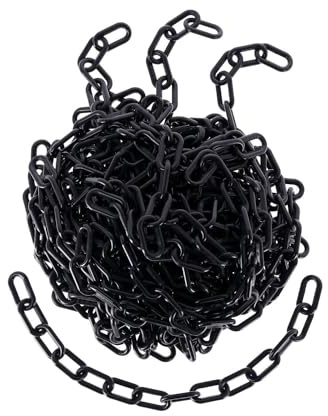 TIBU Absperrkette Kunststoff Warnkette Kunststoffkette 8 mm Stärke - Schwarz - Länge 100 cm - witterungsbeständig und stabil