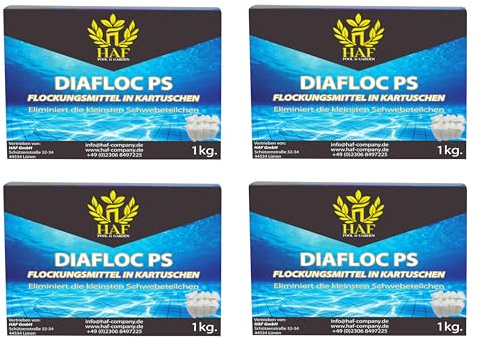 HAF® Cartouches de floculant de 4 kg - Cartouches de floculant pour une eau de piscine cristalline - Utilisation facile et effet très efficace - Qualité : fabriqué en Europe - Quantité : 32 cartouches