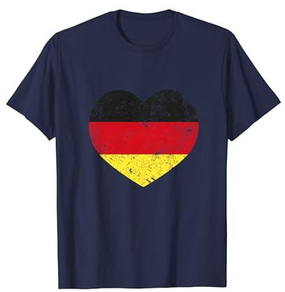 Vintage Herz Flagge Fussball Handball Deutschland T-Shirt