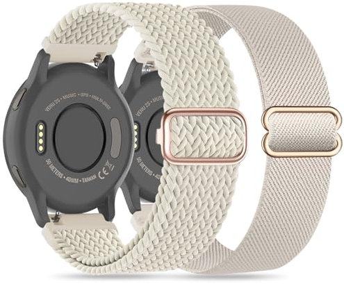 Wizvv 20mm Geflochten Loop & Elastisch Nylon Armband, Kompatibel mit Garmin Venu/Venu 2 Plus/Venu Sq/Venu sq 2/Venu Sq Music, Dehnbares Nylon Armband für Forerunner 55/245/245 Music Herren Damen