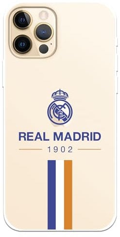 Case for iPhone 12 - iPhone 12 Pro Real Madrid 1902 Transparent to Protect Your Mobile Phone, Flexible Silicone Layer with Official Real Madrid License