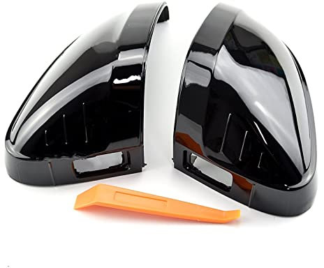 UTONGMU Rückspiegel Abdeckung Für Audi A4 A5 S4 S5 B9 Auto-Rückspiegelabdeckung Carbon Black Bright Black Side Wing Protect Frame Covers Trim(with Side Assist 1)