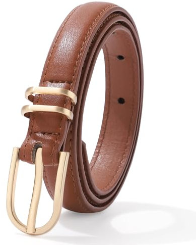 WELROG PU Kindergürtel Jungen und Mädchen - Braun Gürtel Kinder mit Goldener Schnalle Kindergürtel Mädchen Breite 1,8 cm Gürtel Jungen 12 jahre