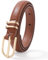 WELROG PU Kindergürtel Jungen und Mädchen - Braun Gürtel Kinder mit Goldener Schnalle Kindergürtel Mädchen Breite 1,8 cm Gürtel Jungen 12 jahre