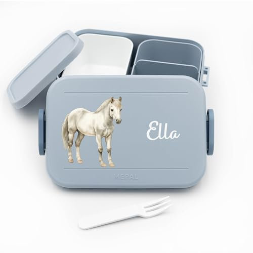 Kinder Bento Box Midi Lunchbox für Mepal Bentobox - Personalisierte Brotdose Mädchen - 900 ml - Nordic Blue - brotdose mit namen mädchen pferdemädchen geschenk mit pferde