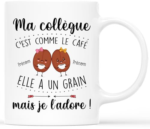 Cadeau Plus Mug Personnalisé Prénom Mon Amie C'Est Comme Le Café - Cadeau Meilleure Amie, Cadeau Soeur Anniversaire, Mug Soeur Personnalisé, Tasse Soeur, Tasse Meilleure Amie (Ma Collègue)