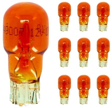 cyclingcolors 10x Ampoule 12V 10W T13 W2.1x9.5d clignotant latéral voiture moto scooter éclairage goutte d'eau lampe tableau bord indicateur, orange