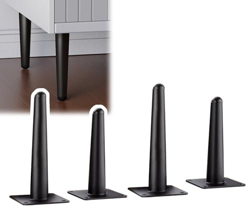 Lot de 4 pieds d'armoire en métal de rechange modernes pour canapé, table basse, armoire, meuble TV, 25 cm