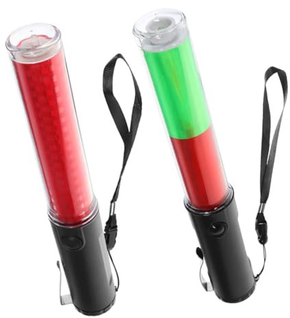 Gatuida 2 Stück Konzert Leuchtstäbe Wiederaufladbare Taschenlampe Rote Taschenlampe Verkehrsleitstab Flughafenleitstab LED Signalstab Verkehrsstab Wiederaufladbarer Signalstab