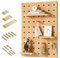 XRRJFYH Lochplatte Holz Stecktafel Wand Organizer Lochwand Büro Werkzeugwand Lochwand Pegboard Werkzeugwand Werkzeug Wandhalterung(Natural,60x80cm/24x31in)