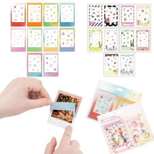 FENQURO Lot de 30 Autocollants de Bordure Photo, Jolis Autocollants Photo Compatibles avec le Film Instantané Fujifilm Instax Mini 12/11/9/8/7S/70/40/50S/90 EVO, 30 Pièces