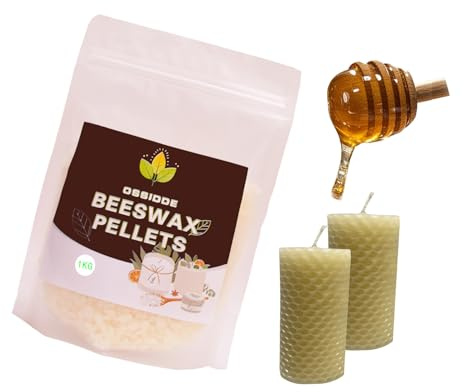 Ossidde Reines Weißes Bienenwachs, Natürliches Bienenwachs Pellets,1000G | Bienenwachs Pastillen Premium Qualität, Kosmetische Qualität