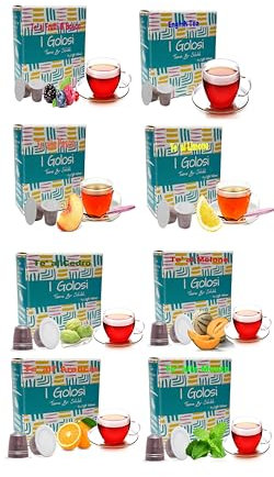 Caffè Vulcanus - 80 capsule - selezione di tè solubili: english tea, limone, pesca, frutti di bosco, cedro, melone, menta, arancia - Capsule compatibili con Nespresso
