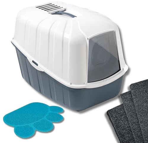 Pet's Market Toilette Lettiera Chiusa Komoda Con Filtri e Tappetino per Igiene Gatti con Porta Basculante Paletta e Filtro al Carbone colori assortiti Alta Qualità 54X39X40H (Con Filtri e Tappetino)