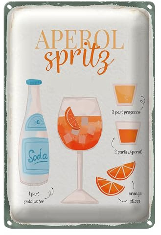 Vintage Blechschild | Aperol Spritz Rezept | Retro Deko für Küche | 30 cm x 40 cm