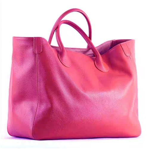 Rhymad Große rosa Leder-Tragetasche, geräumige Damenhandtasche mit Innentaschen, Arbeits- und Reisegeldbörse