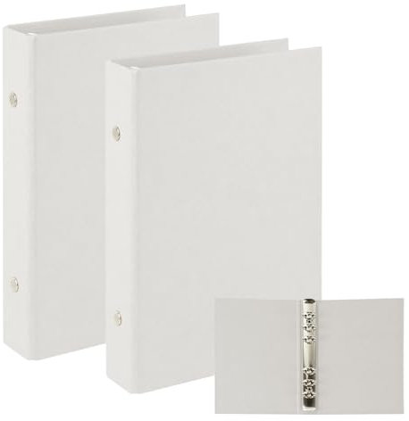 Dzmuero A5 Ringbuch 6 Ringe, 2 Stück Ringbuch A5 Nachfüllbar, Ordner zum Hinzufügen von Broschüren-Cover, Papiere, Lose Blätter (Weiß)