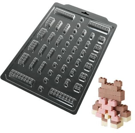 TUKE 2 stampi per cioccolatini in plastica PET, trasparenti e riutilizzabili, per realizzare cioccolatini, caramelle, sapone, candele fai da te (blocco D)